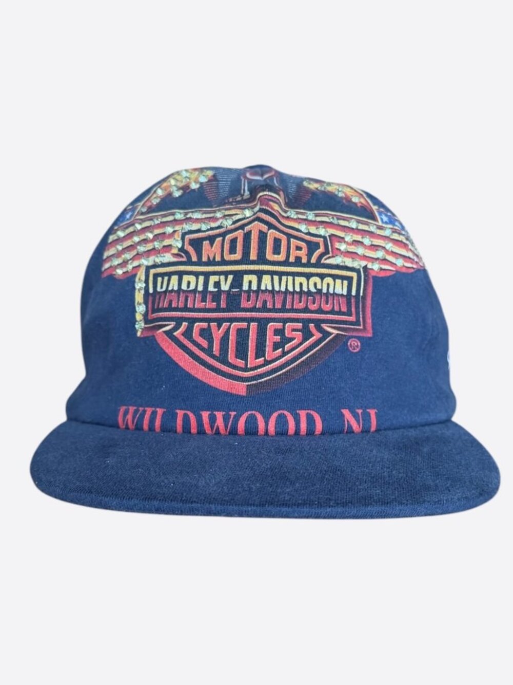 Bossi Blue Harley Davidson Rhinestone Embellished Hat